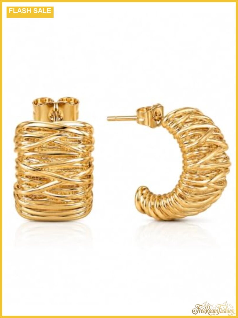 Chunky Gold Hoop Stud Earrings for Women, 18K Gold Plated Hypoallergenic